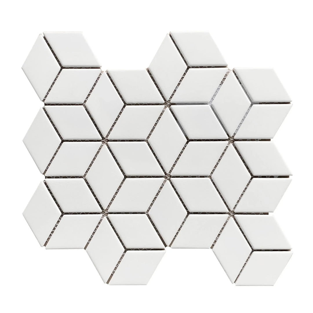 Matte Rhombus Mosaic Tile – 10.5x12 in. geometric porcelain tile for modern surfaces.