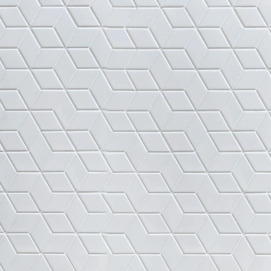 Sample display board of Rhombus Matte Porcelain Tile – geometric mosaic pattern for design reference.