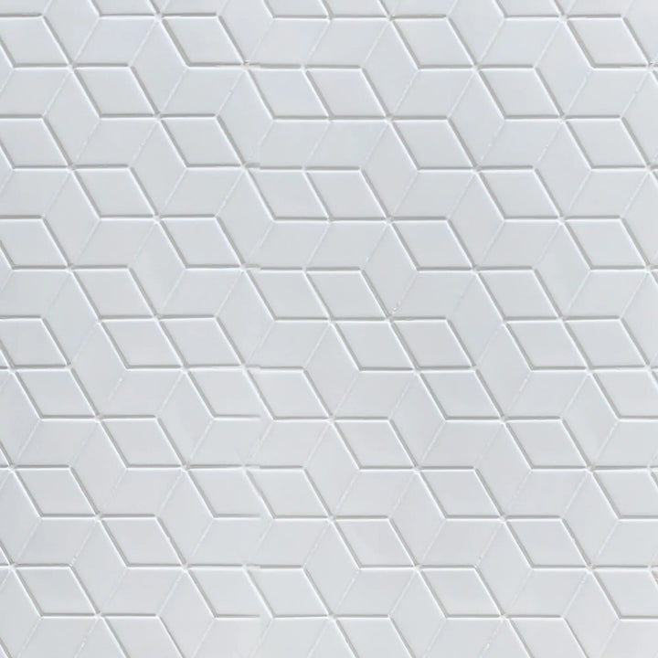 Sample display board of Rhombus Matte Porcelain Tile – geometric mosaic pattern for design reference.
