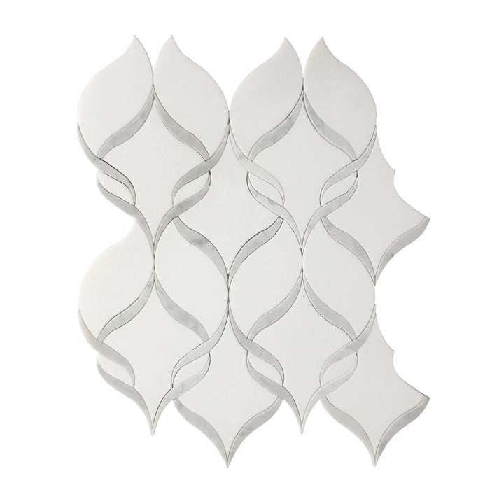 Soft Ribbons Carrara White & Thassos 14-in x 17-in Waterjet Mosaic Floor and Wall Tile(1.65-sq. ft/ Piece)