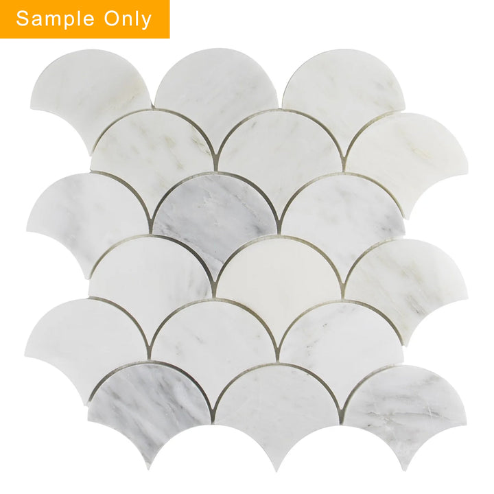 Polished Oriental White Shell Marble Mosaic Wall Tile - Sample (Product Shown is Full Size)