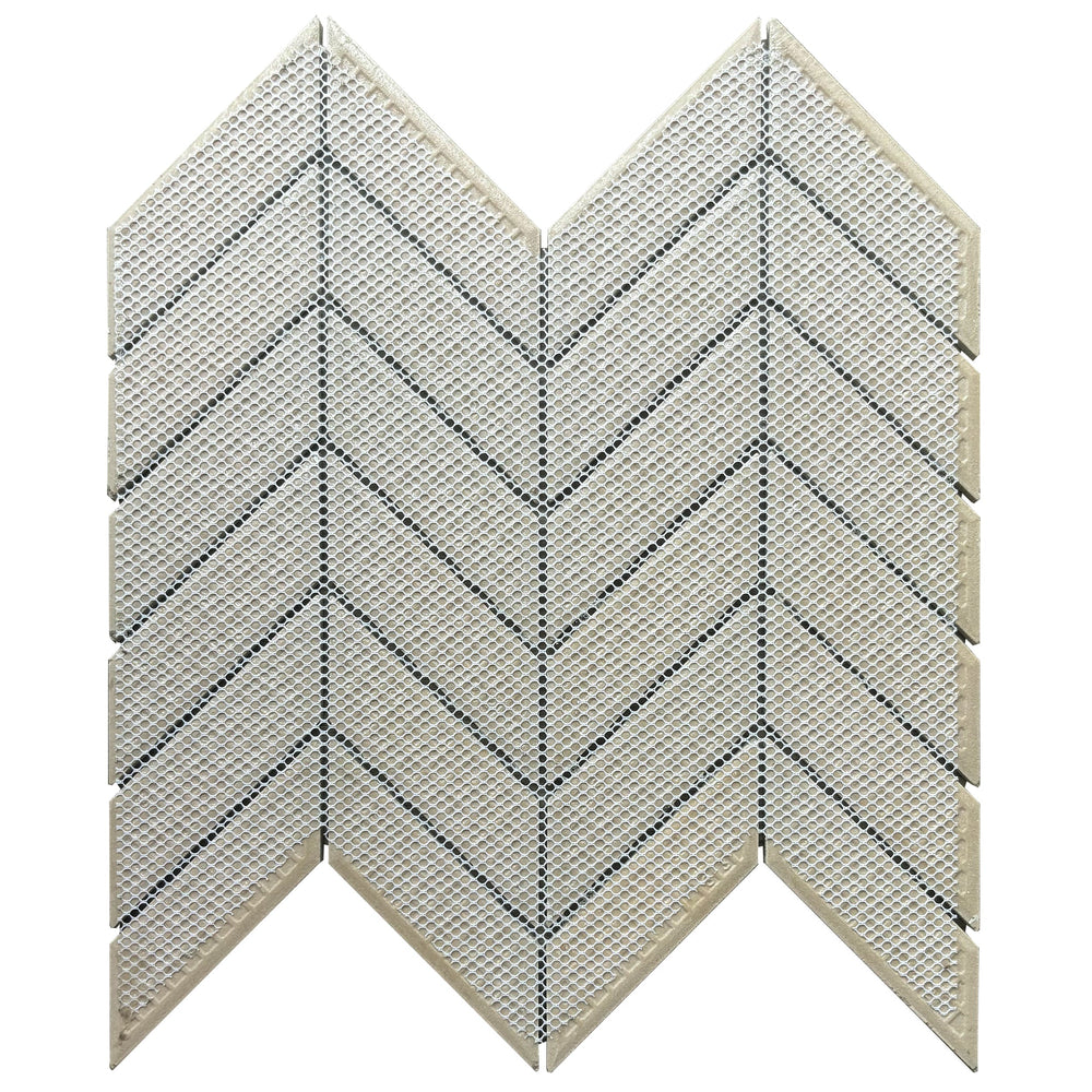  Backside of Wood Look Chevron Mosaic Tile – mesh-mounted porcelain sheet