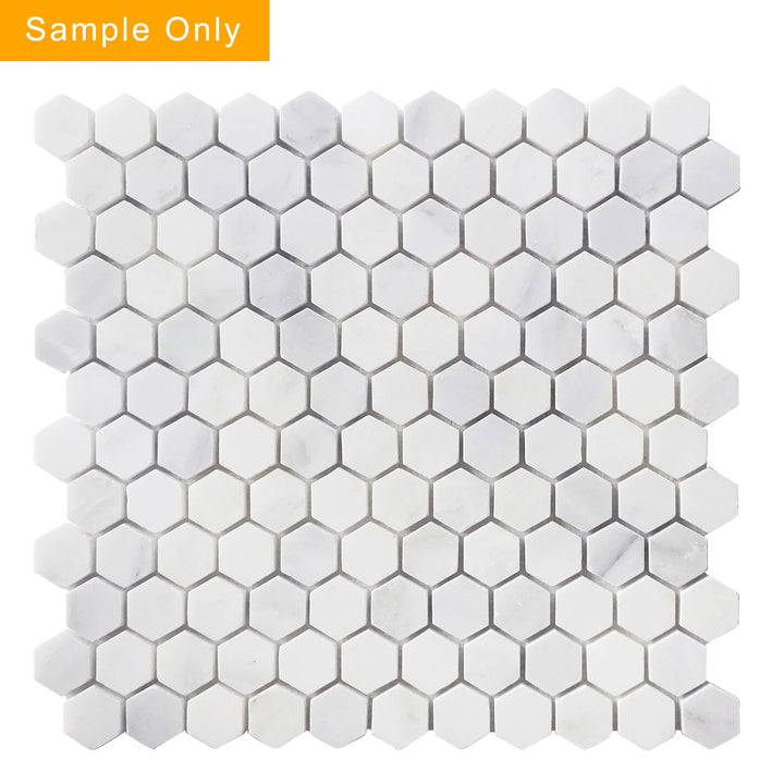 Oriental White Hexagon Honed Marble Mosaic Floor and Wall Tile - Sample (Product Shown is Full Size)