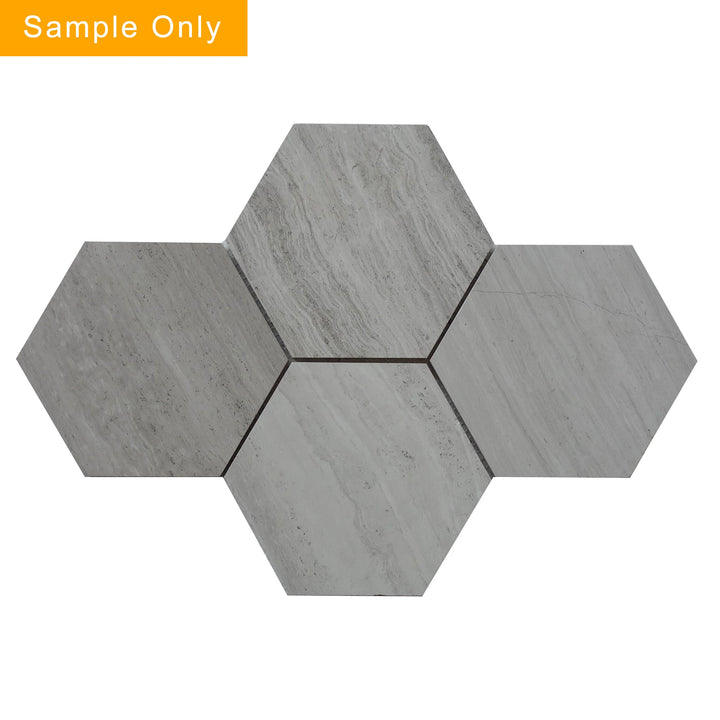 6-in Wooden White Hexagon Honed Marble Mosaic Wall Tile - Sample (Product Shown is Full Size)