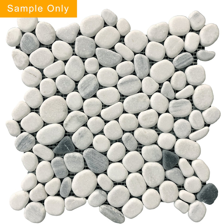 Chinese Zebra Flat Pebble Marble Mosaic Floor Tile - Sample (Product Shown is Full Size)