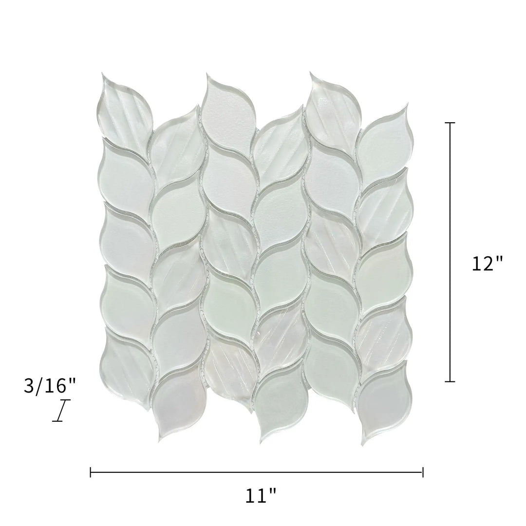 Laser Cut 11"x12" Iridescent Unique Ascending Vine Leaf Design Glass/Stone Mixed Diamond Mosaic Wall Tile(0.92-sq. ft/ Piece)