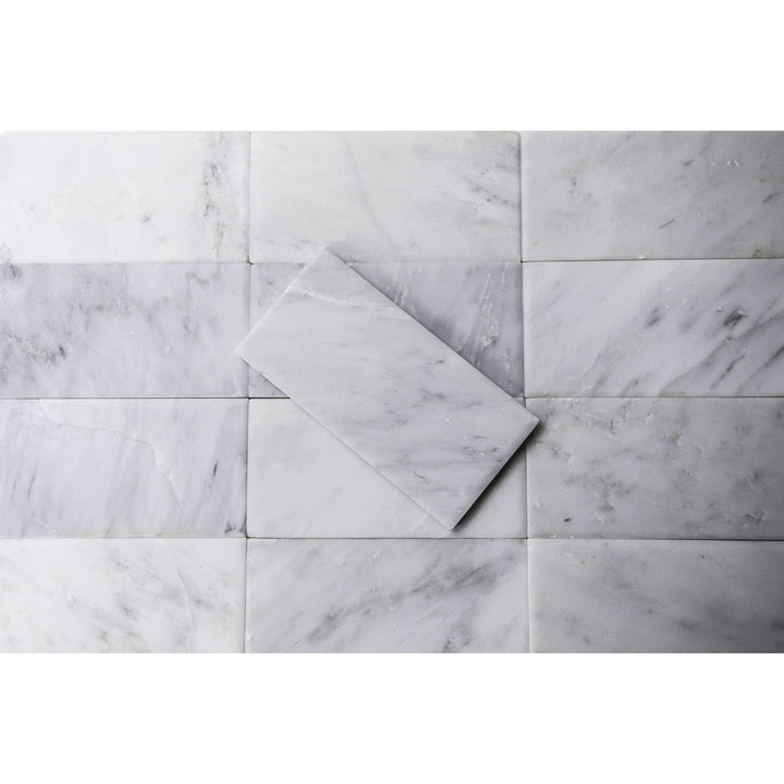 Oriental White 3-in x 6-in Marble Floor and Wall Tiles(0.13-sq. ft/ Piece)