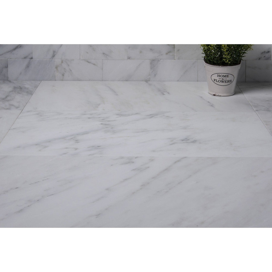 Oriental White 12-in x 24-in Marble Floor and Wall Tiles(2-sq. ft/ Piece)