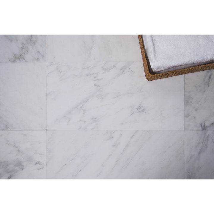 Oriental White 12-in x 24-in Marble Floor and Wall Tiles(2-sq. ft/ Piece)