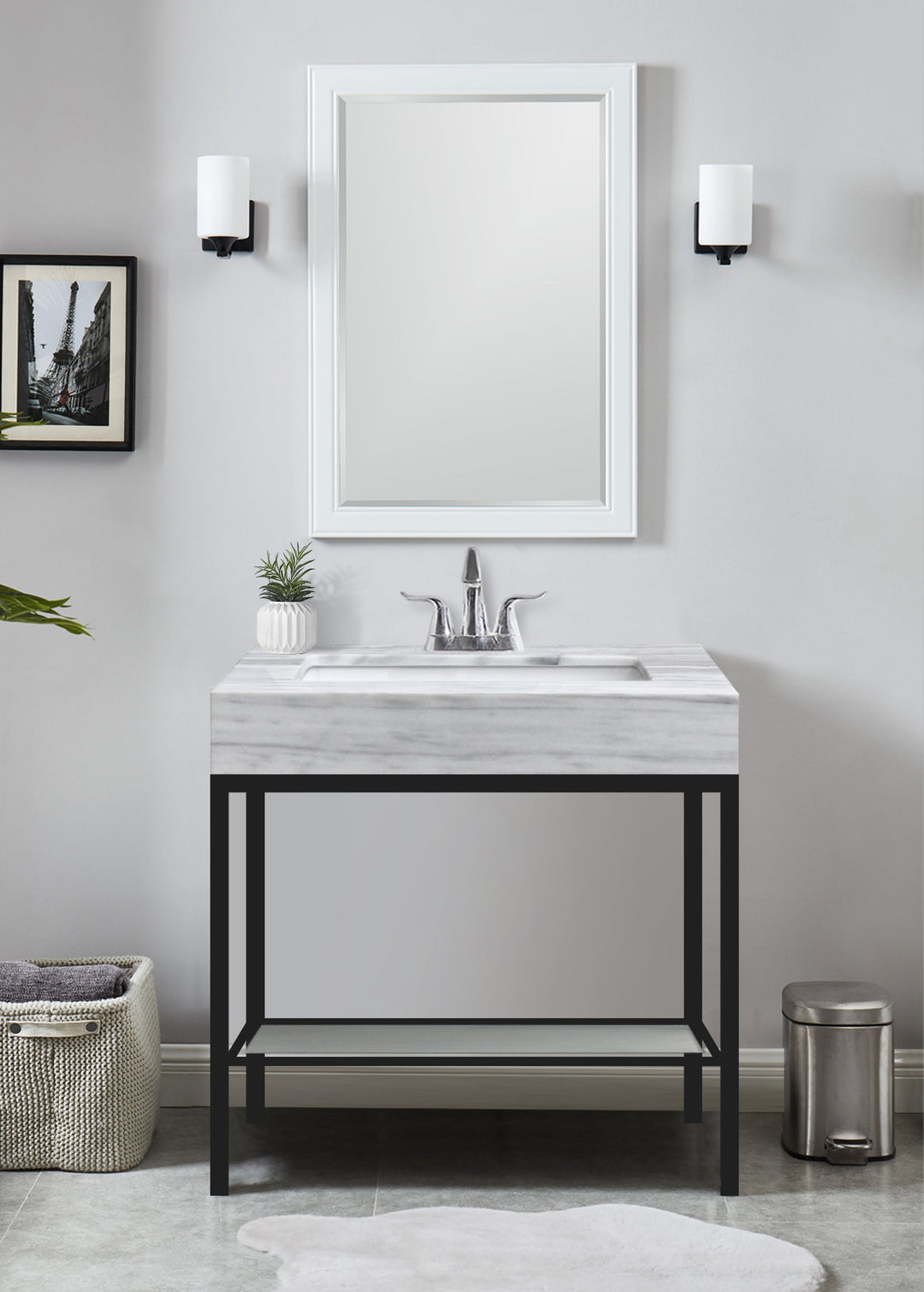 Vaia 24" Bathroom Vanity Set with Natural Marble Top