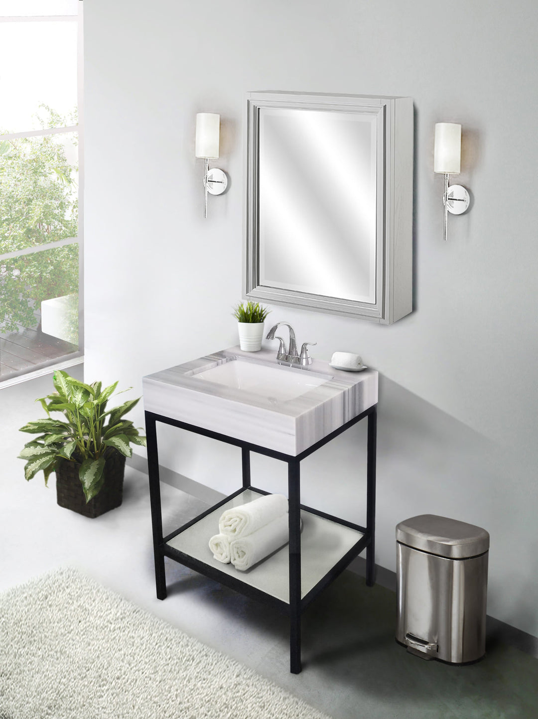 Vaia 24" Bathroom Vanity Set with Natural Marble Top