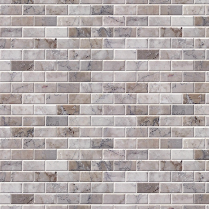 Gray Cloud Polished Marble Mosaic Wall Tile - Sample (Product Shown is Full Size)