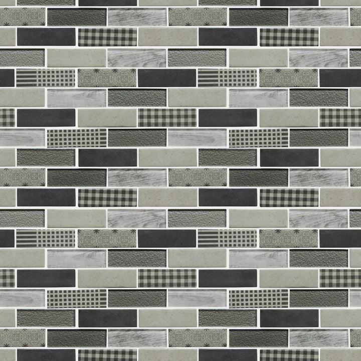 French Gingham Brick Glass Mosaic Wall Tile - Sample (Product Shown is Full Size)