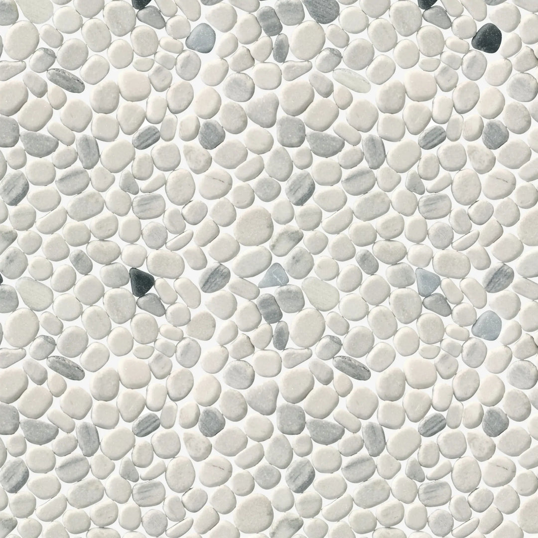 Chinese Zebra Flat Pebble 12-in x 12-in Marble Mosaic Floor Tile(1-sq. ft/ Piece)