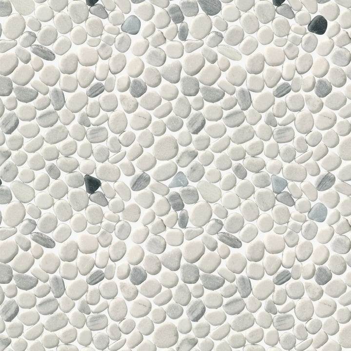 Chinese Zebra Flat Pebble 12-in x 12-in Marble Mosaic Floor Tile(1-sq. ft/ Piece)