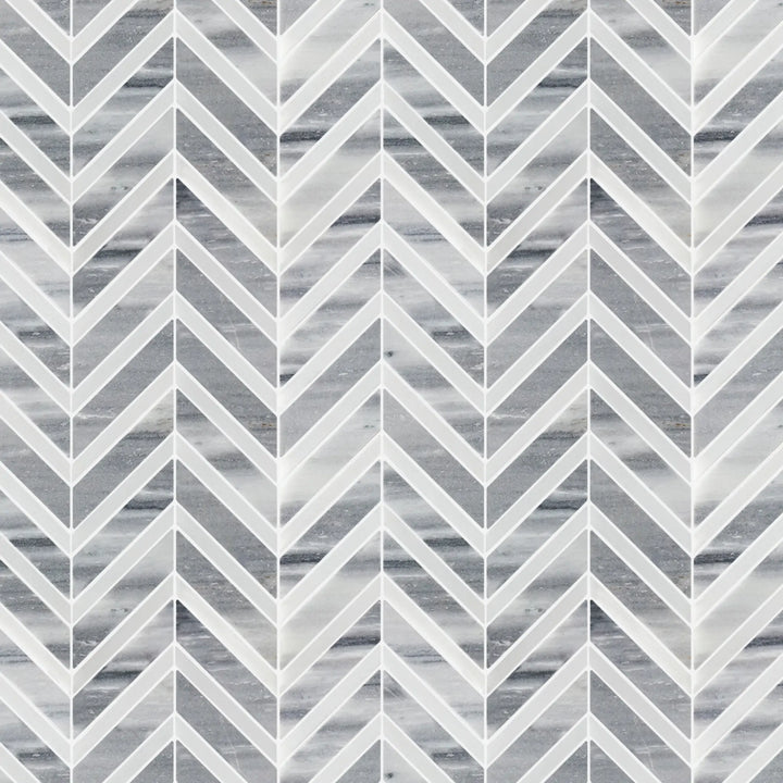 Marmara Chevron 12-in x 12-in Marble Mosaic Floor and Wall Tile(1-sq. ft/ Piece)