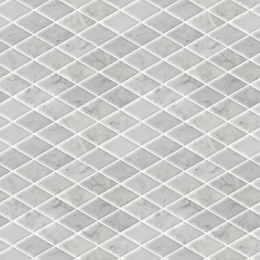 Carrara White Diamond 12-in x 12-in Beveled Marble Mosaic Wall Tile(1-sq. ft/ Piece)