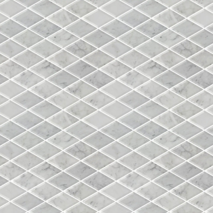 Carrara White Diamond 12-in x 12-in Beveled Marble Mosaic Wall Tile(1-sq. ft/ Piece)