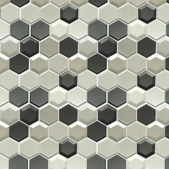 Mixed 3D Hexagon 10-in x 12-in Glass Mosaic Wall Tile(0.83-sq. ft/ Piece)