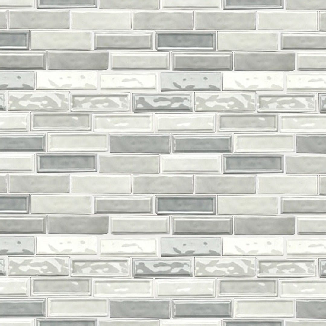 Linear Two Toned 12-in x 12-in Ceramic Mosaic Wall Tile(1-sq. ft/ Piece)