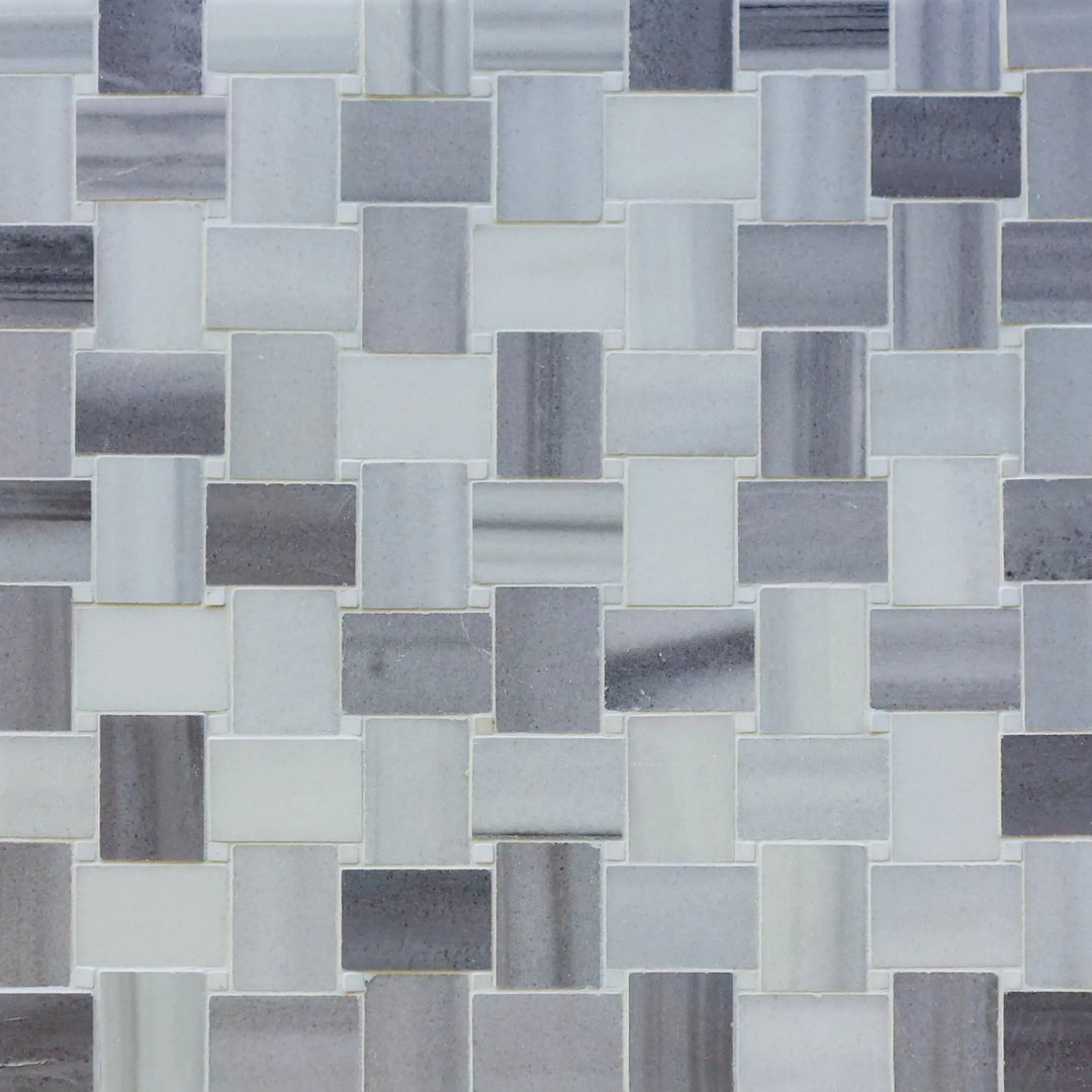 Zebra Basketweave 11-in x 11-in Polished Marble Mosaic Floor and Wall Tile(0.84-sq. ft/ Piece)