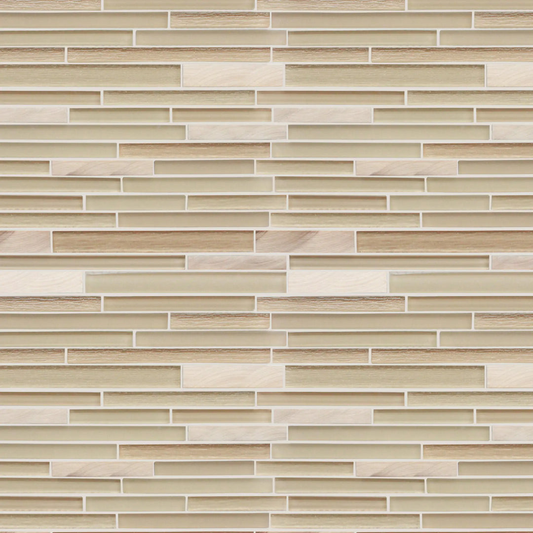 Glass & Metal Mix Random Strip Glass Mosaic Wall Tile - Sample (Product Shown is Full Size)