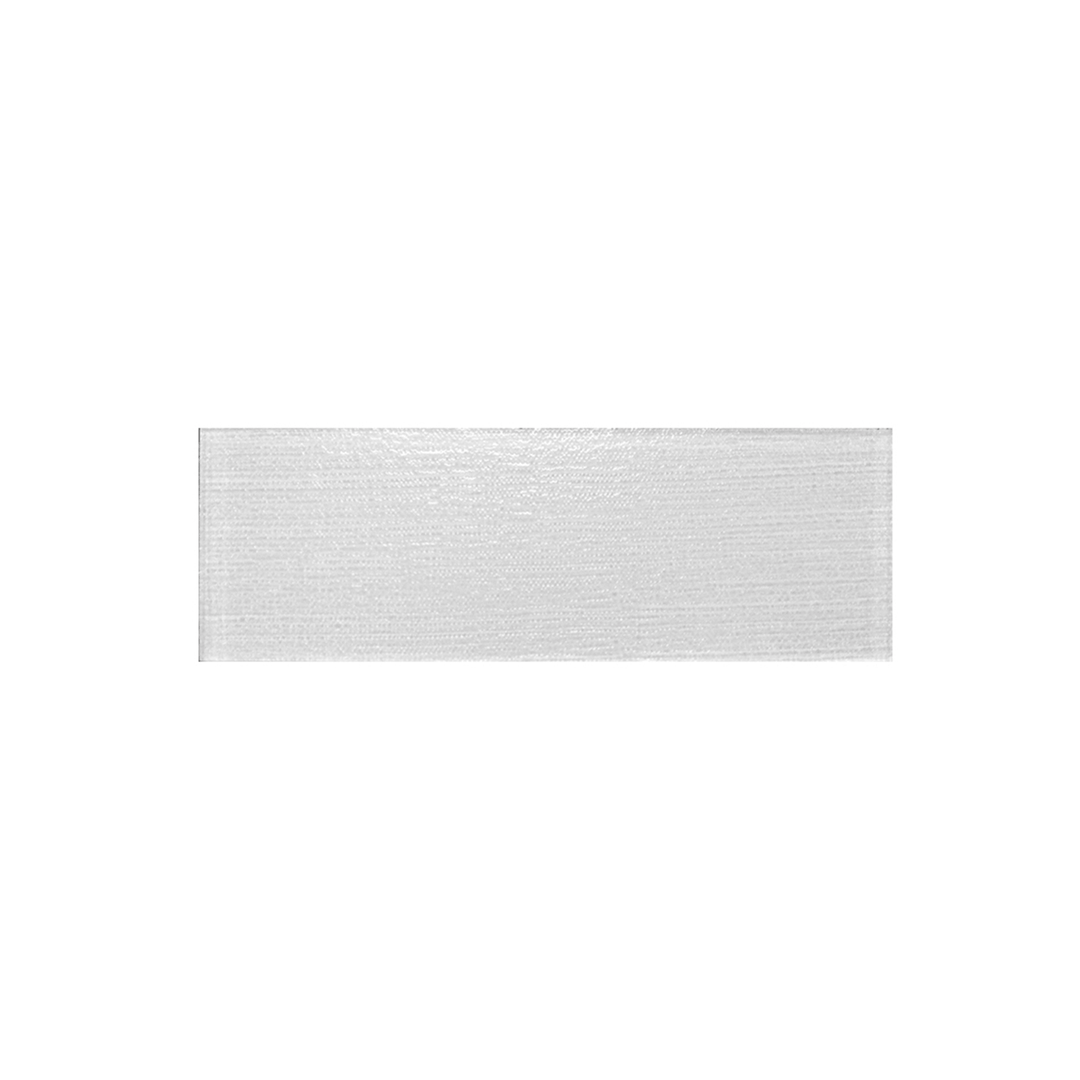 Single 3x8 inch Linen Ice Glass Wall Tile – translucent glass tile with linen texture, 0.17 sq. ft per piece.