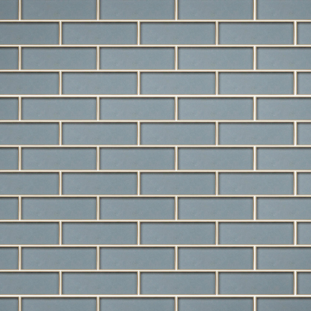 Dark Blue Glass Mosaic with Silver Trim 12-in x 12-in Glass Mosaic Wall Tile(1-sq. ft/ Piece)