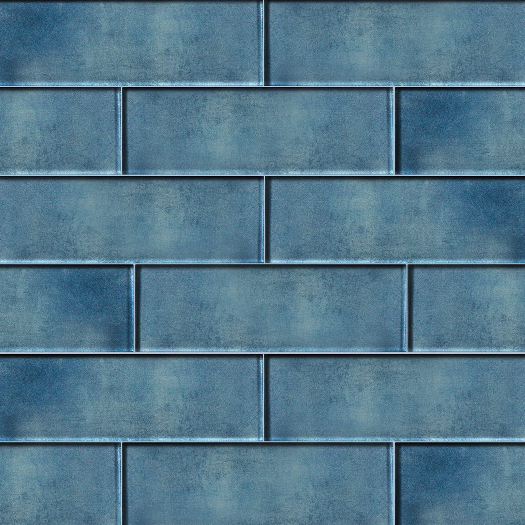 Medium Blue 3-in x 9-in Glass Tile(0.19-sq. ft/ Piece)