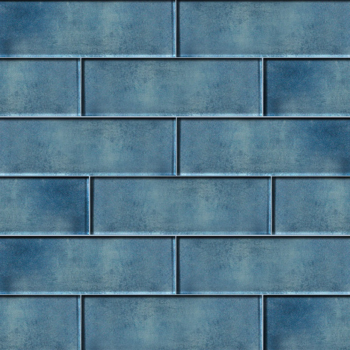 Medium Blue 3-in x 9-in Glass Tile(0.19-sq. ft/ Piece)