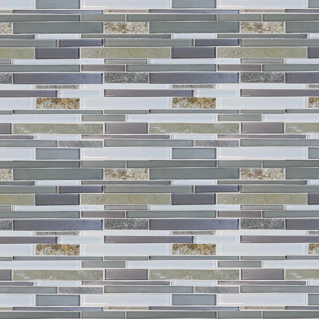 Modesto Quartzet & Glass Mix Random Strip 12-in x 13-in Glass Mosaic Wall Tile(1.05-sq. ft/ Piece)