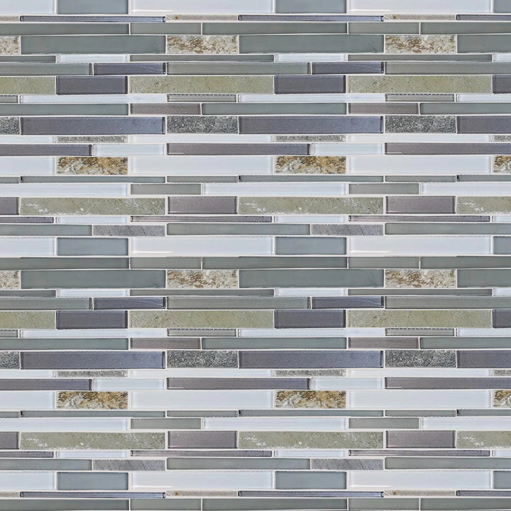 Modesto Quartzet & Glass Mix Random Strip 12-in x 13-in Glass Mosaic Wall Tile(1.05-sq. ft/ Piece)