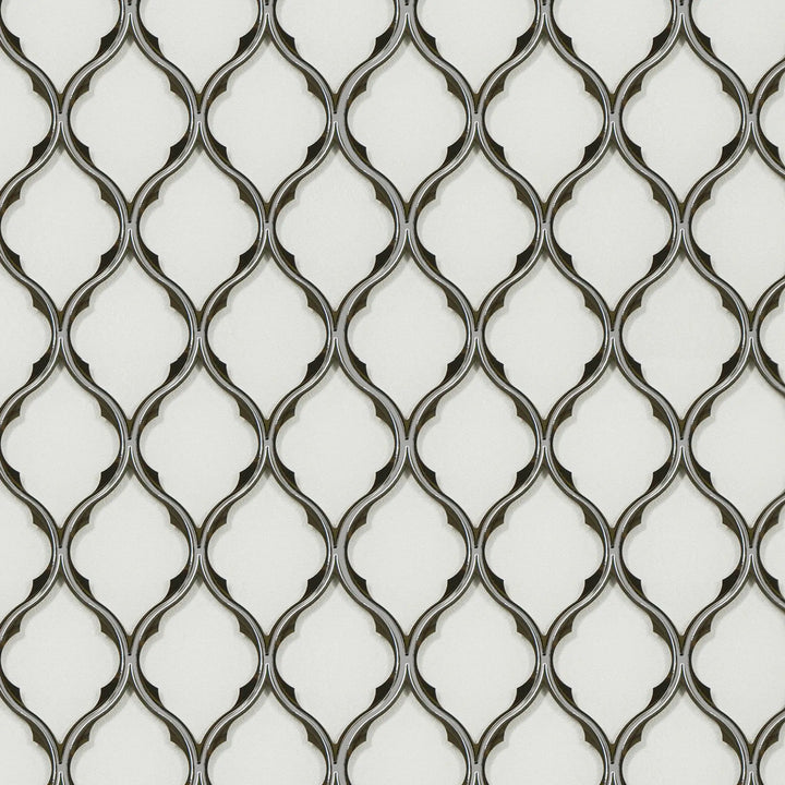 Feathered Lantern Pattern with Silver Trim 12-in x 10-in Glass Mosaic Wall Tile(0.83-sq. ft/ Piece)