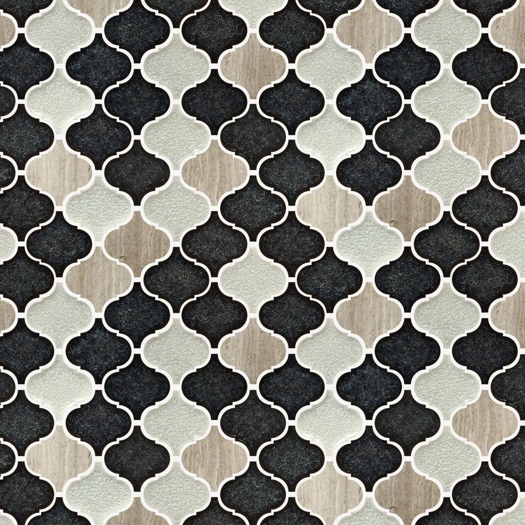 Galena Gray Lantern Marble & Crackle Mix 12-in x 12-in Glass Mosaic Wall Tile(1-sq. ft/ Piece)