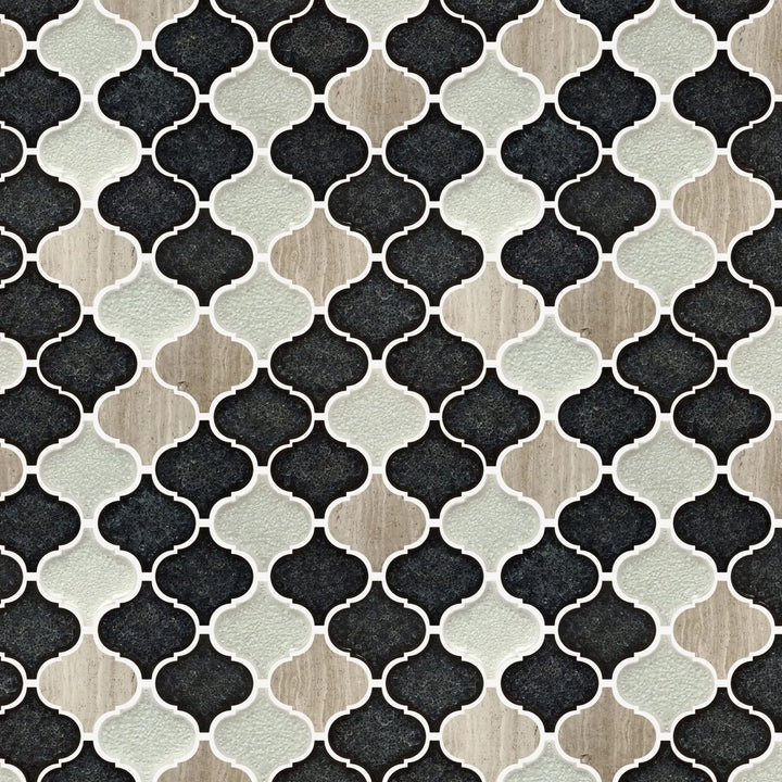 Galena Gray Lantern Marble & Crackle Mix 12-in x 12-in Glass Mosaic Wall Tile(1-sq. ft/ Piece)