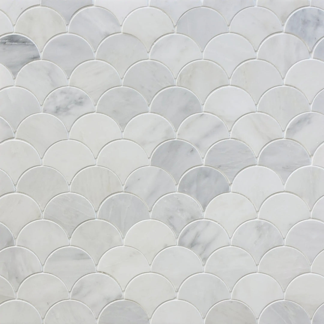 Polished Oriental White Shell Marble Mosaic Wall Tile - Sample (Product Shown is Full Size)
