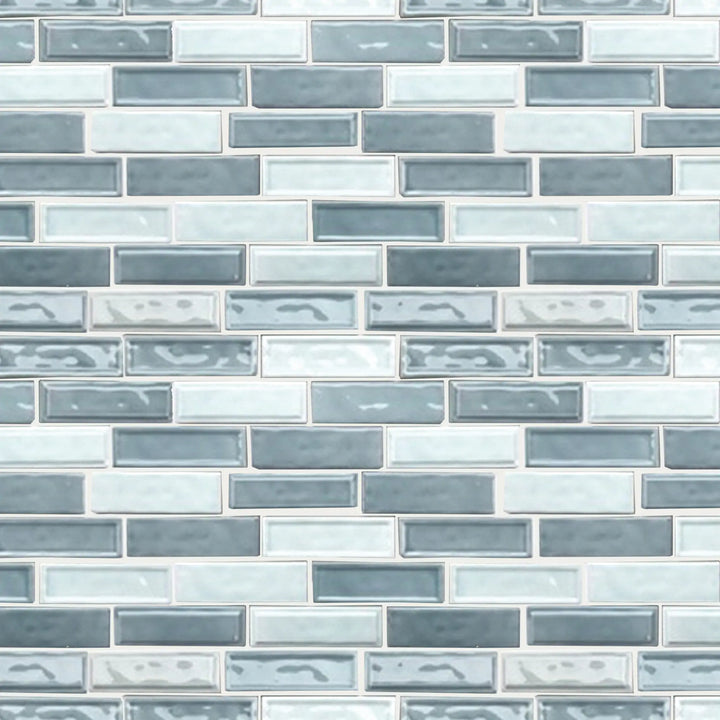 Linear Two Toned 12-in x 12-in Ceramic Mosaic Wall Tile(1-sq. ft/ Piece)