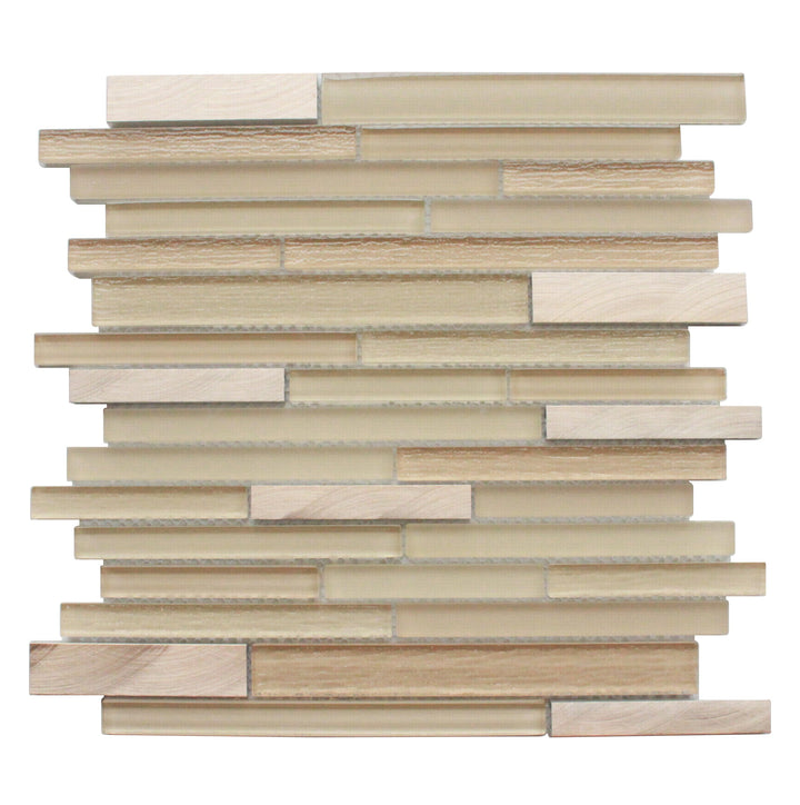 Glass & Metal Mix Random Strip 12-in x 12-in Glass Mosaic Wall Tile(1-sq. ft/ Piece)