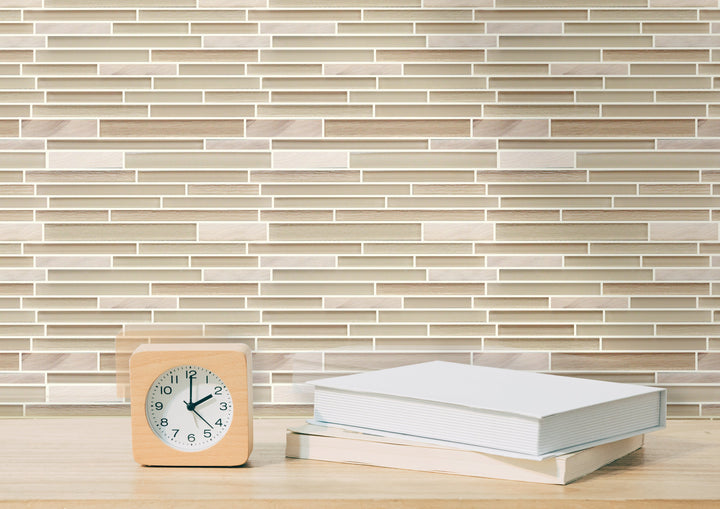 Glass & Metal Mix Random Strip 12-in x 12-in Glass Mosaic Wall Tile(1-sq. ft/ Piece)