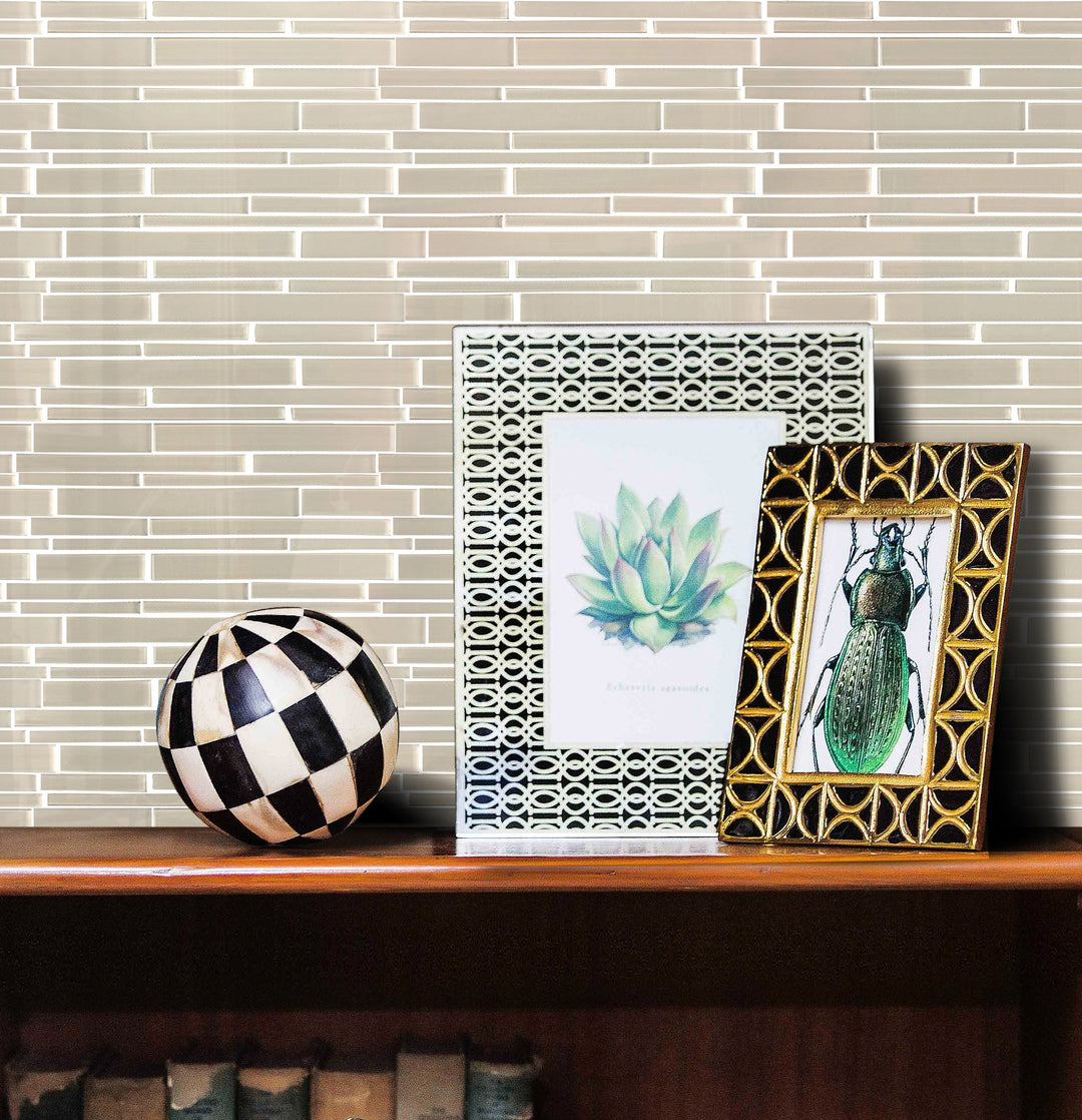 Nude Glass Mix Random Strip 12-in x 12-in Glass Mosaic Wall Tile(1-sq. ft/ Piece)