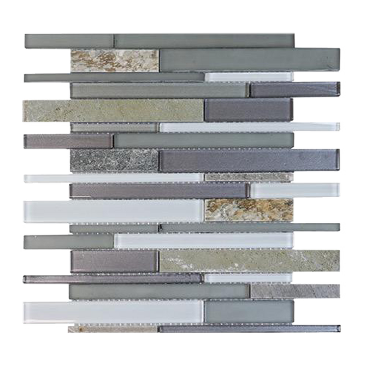 Modesto Quartzet & Glass Mix Random Strip 12-in x 13-in Glass Mosaic Wall Tile(1.05-sq. ft/ Piece)
