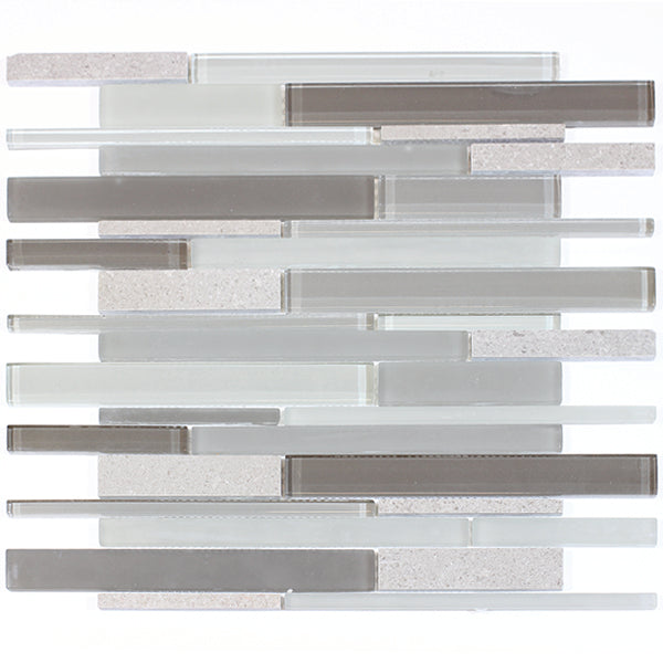 12-in x 13-in Clayton Random Strip Marble & Glass Mosaic Wall Tile(1.08-sq. ft/ Piece)