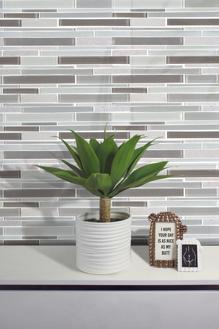 12-in x 13-in Clayton Random Strip Marble & Glass Mosaic Wall Tile(1.08-sq. ft/ Piece)