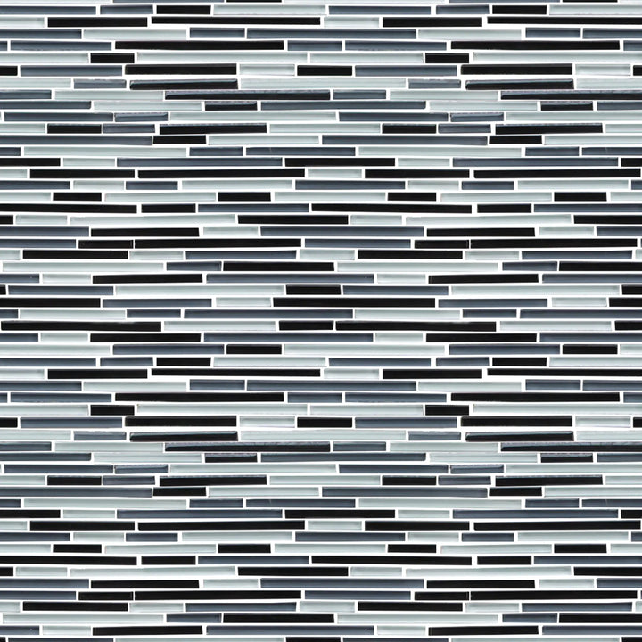 Gray Shadow Random Thin Strip 12-in x 12-in Glass Mosaic Wall Tile(1-sq. ft/ Piece)