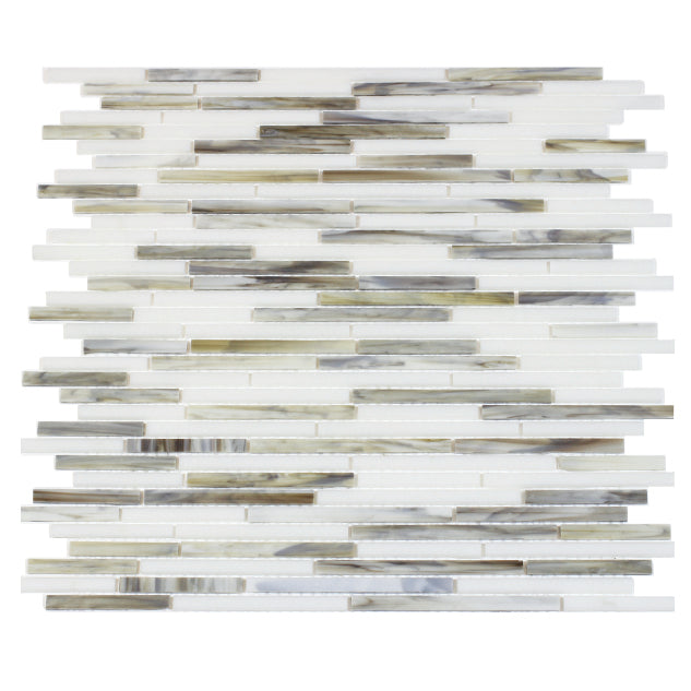 Silver Weave Random Strip Glass Mix 12-in x 12-in Glass Mosaic Wall Tile(1-sq. ft/ Piece)