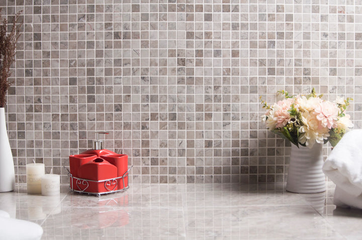 Gray Cloud 12-in x 12-in Polished Marble Mosaic Floor and Wall Tile(1-sq. ft/ Piece)