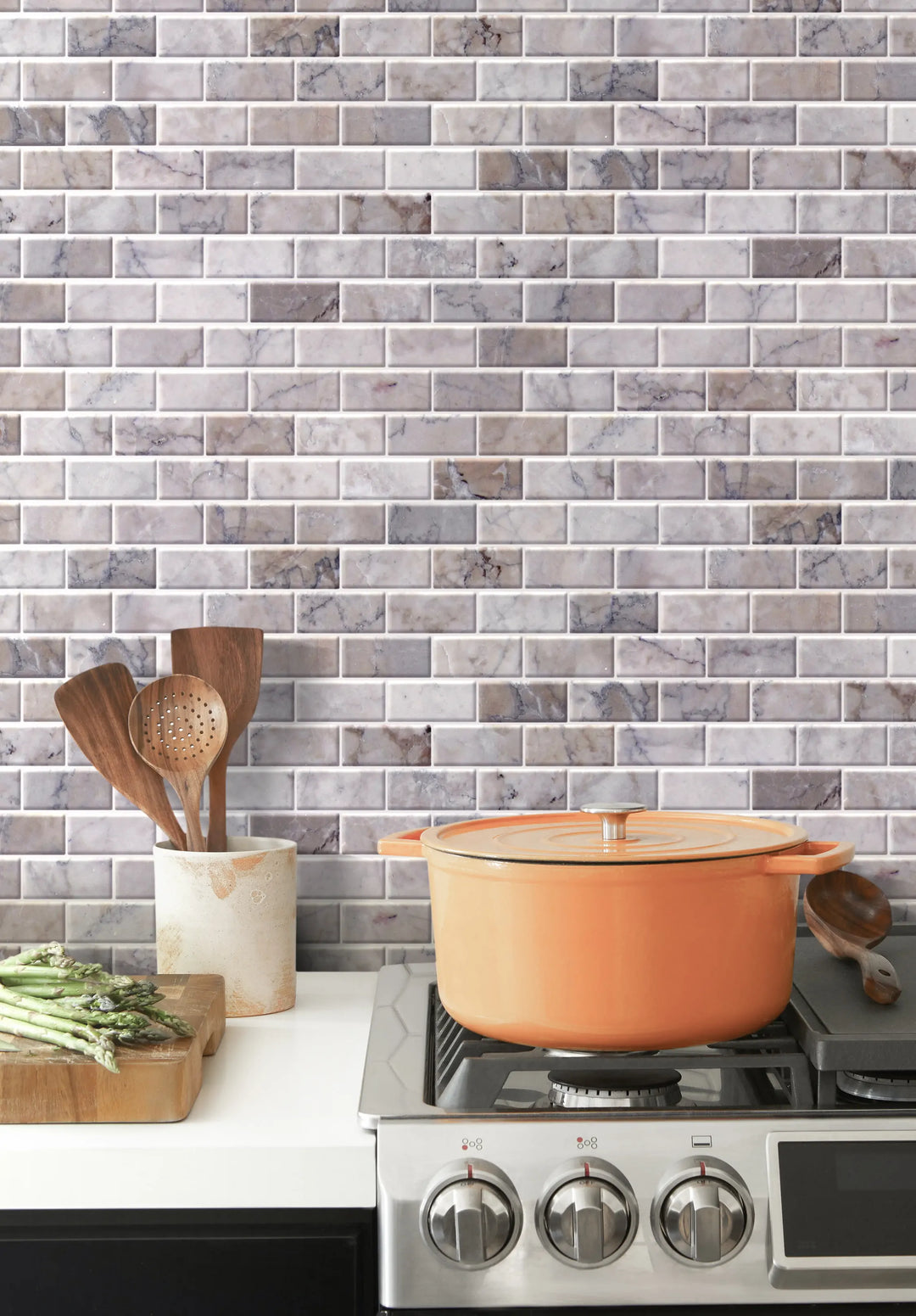 Gray Cloud 12-in x 11-in Polished Marble Mosaic Wall Tile(0.92-sq. ft/ Piece)