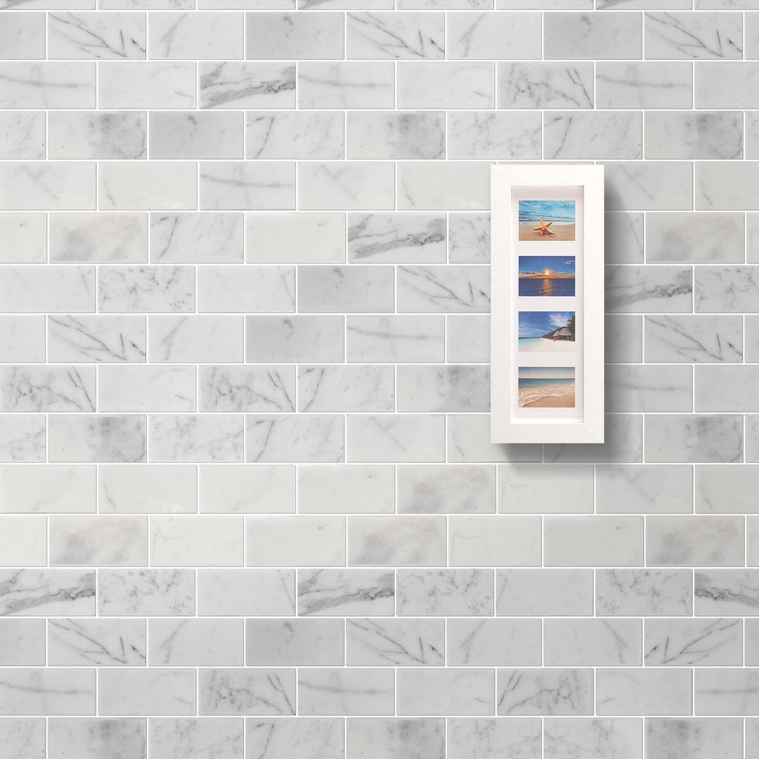 Calacatta 12-in x 12-in Polished Marble Mosaic Floor and Wall Tile(1-sq. ft/ Piece)