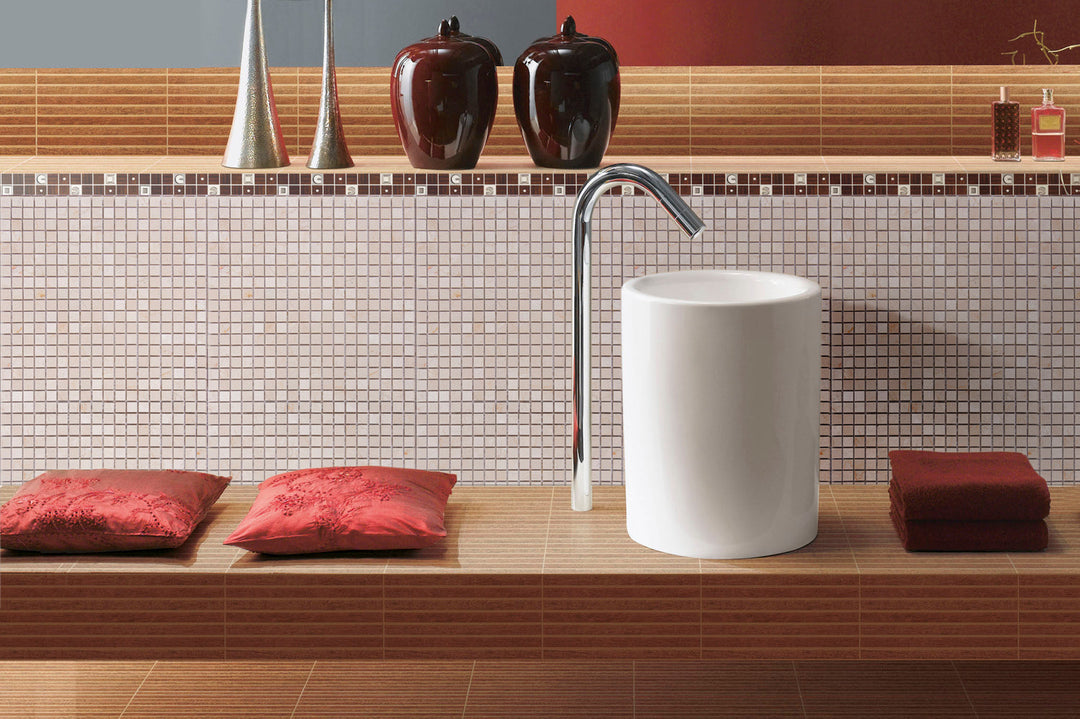 Cream Marfil 12-in x 12-in Polished Mosaic Floor and Wall Tile(1-sq. ft/ Piece)