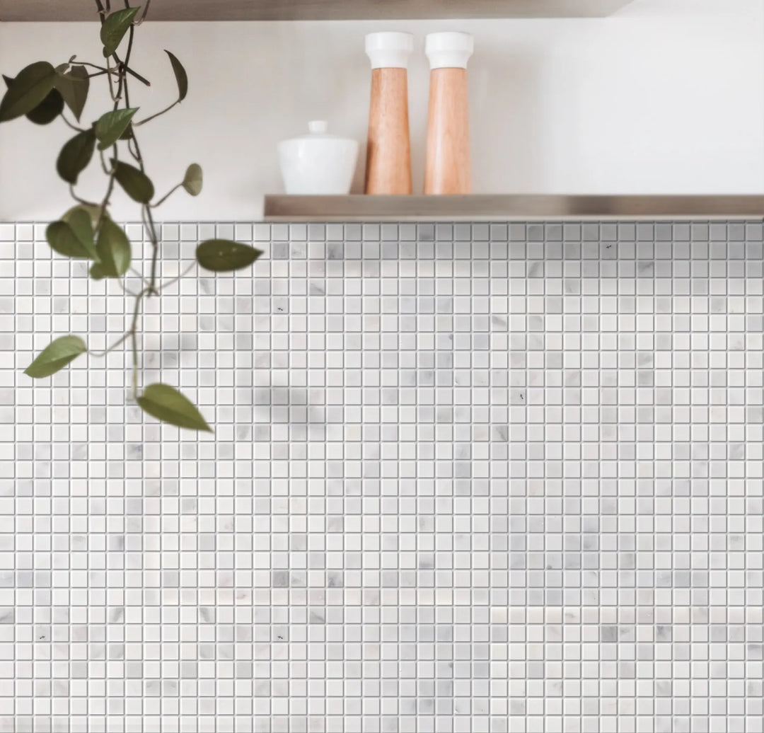 Oriental White 12-in x 12-in Marble Mosaic Floor and Wall Tile(1-sq. ft/ Piece)